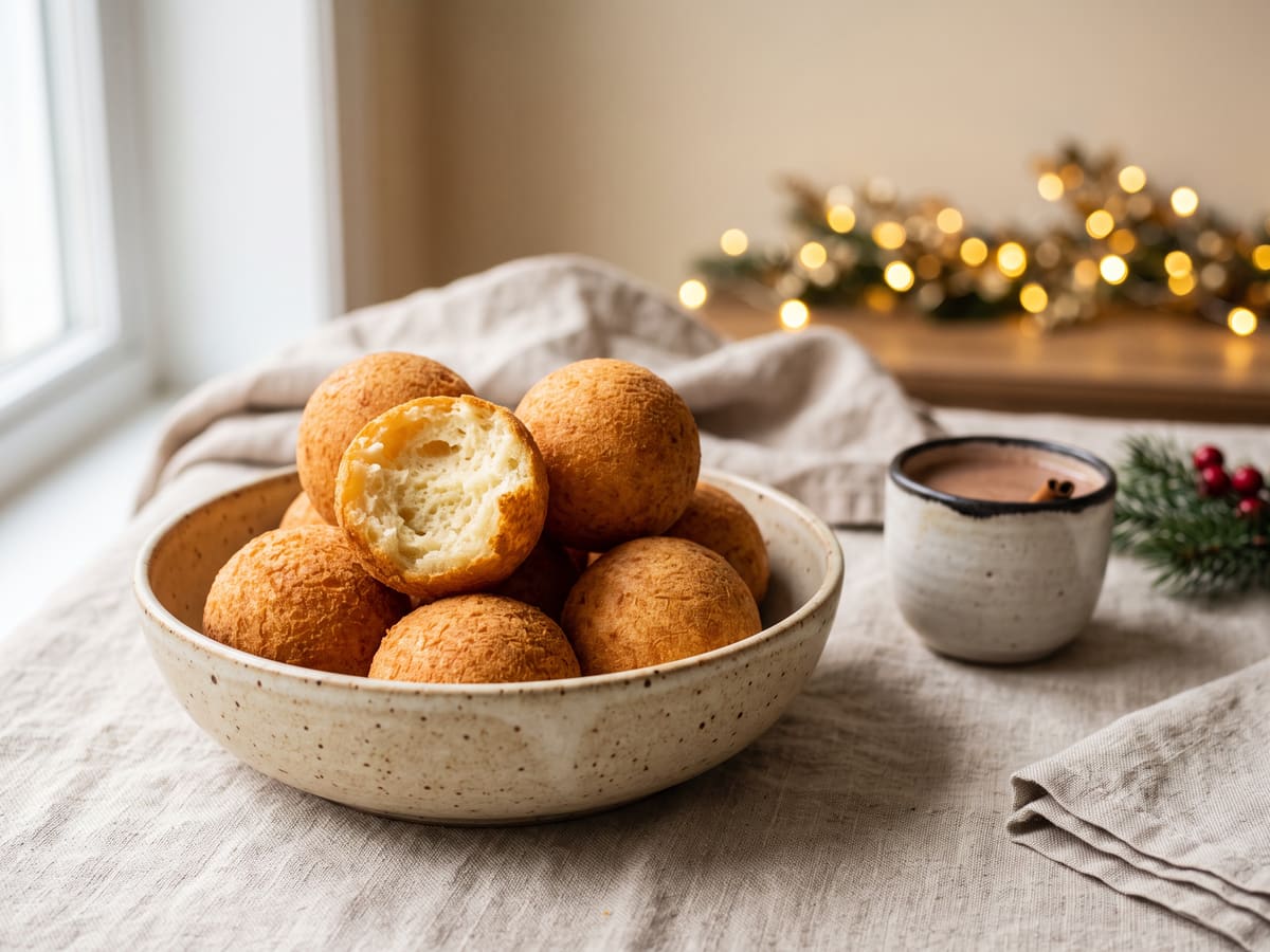 Buñuelos colombianos dorados en una bandeja