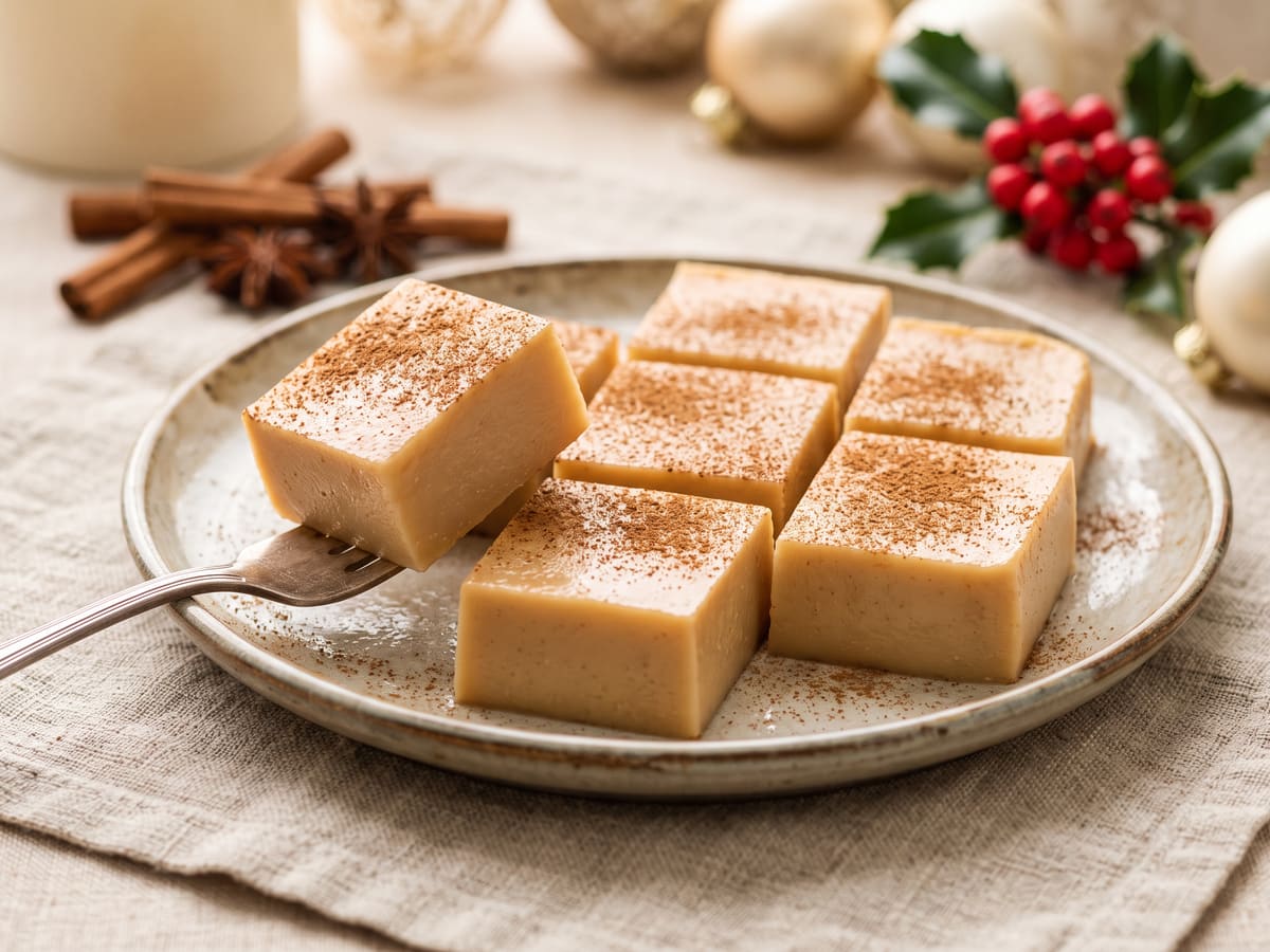Porción de natilla colombiana con canela espolvoreada