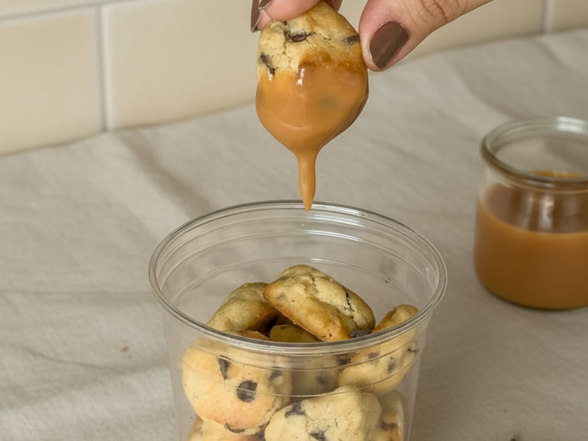 Vaso con galletas y arequipe en capas
